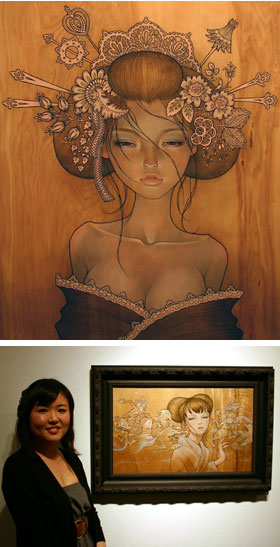 Audrey Kawasaki in front of her work